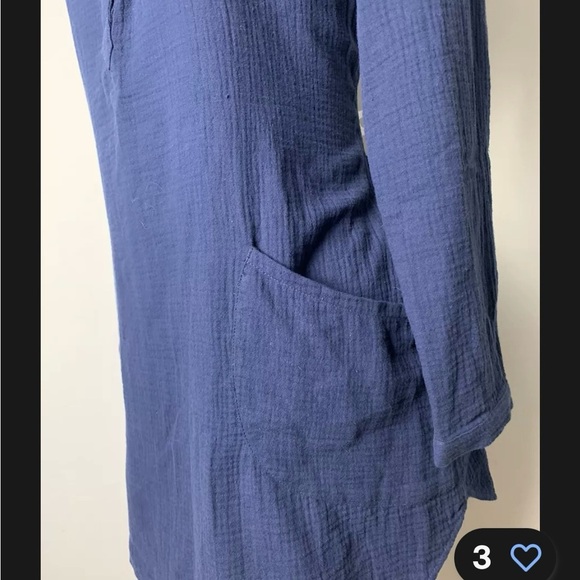 Soft Surroundings Navy Blue Cotton Top Tunic Size S 2 button Long Sleeve V-neck - Picture 5 of 12